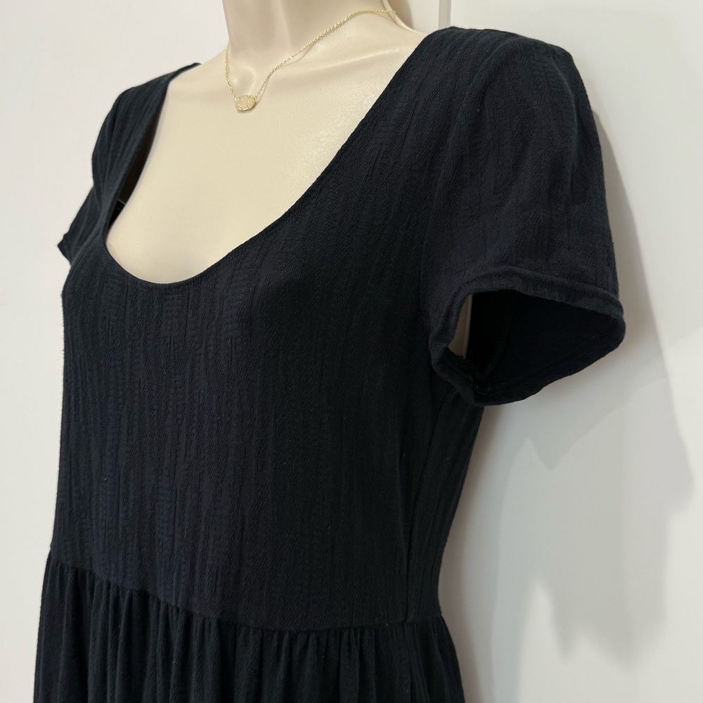 Maeve Anthropologie Gillian Tiered Maxi Dress Short Sleeve Black Small Boho - Picture 7 of 12